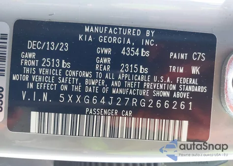 2024 Kia K5 Gt-Line from USA, damaged, VIN 5XXG64J27RG266261